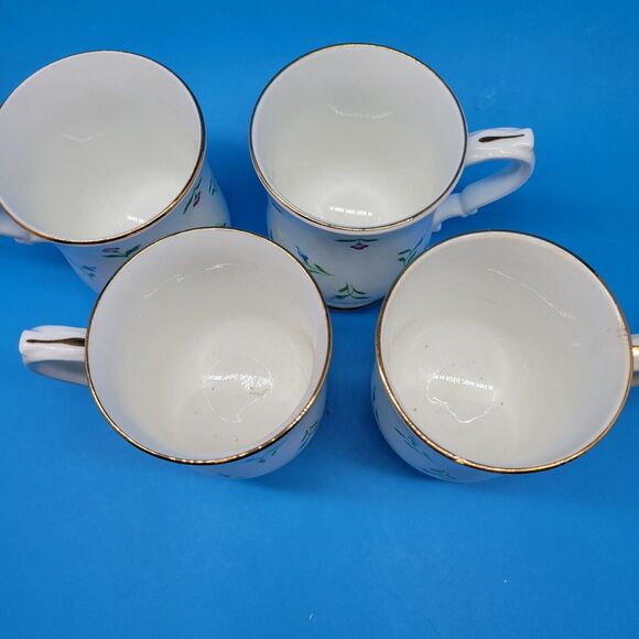 Royal Victoria Fine Bone China Set Of 4 Floral 4 1/2"H X 3"W Tall Footed Cups - Picture 3 of 9